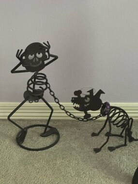 RARE Partylite Skelton, Me bones  & Dog tea lights